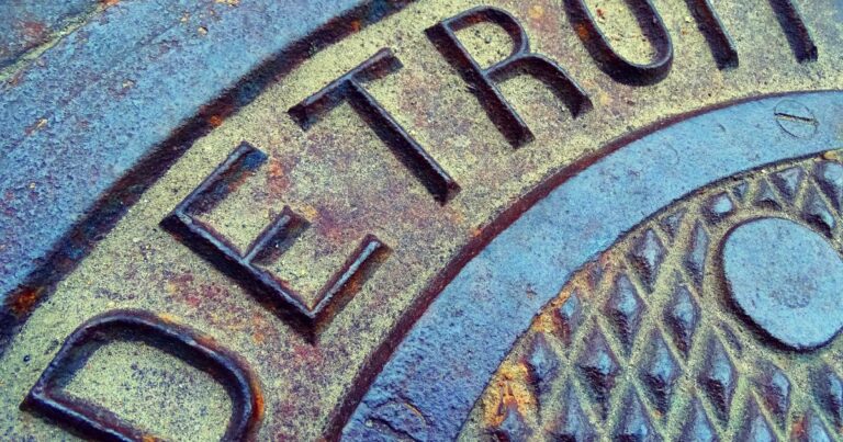 Close-up of a manhole cover